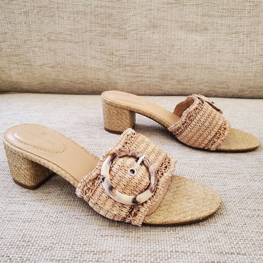 Bandolino Anni Crochet Block Heel Slide Dress Sandals sz 8 - Picture 10 of 13